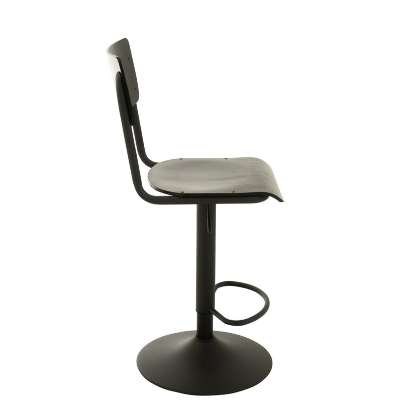 Barkruk Populierenhout Metaal Zwart 79 cm 40x40x105 cm-Barkrukken-J-Line