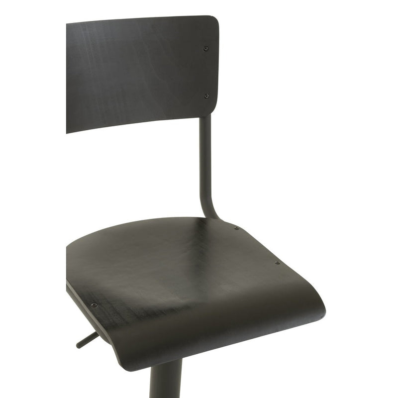 Barkruk Populierenhout Metaal Zwart 79 cm 40x40x105 cm-Barkrukken-J-Line