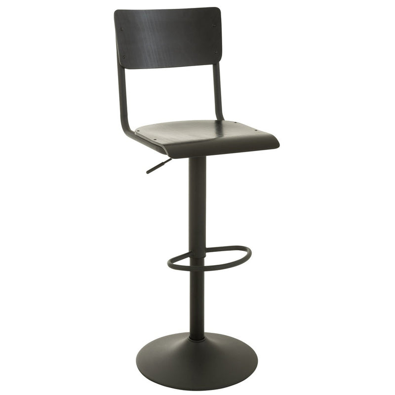 Barkruk Populierenhout Metaal Zwart 79 cm 40x40x105 cm-Barkrukken-J-Line