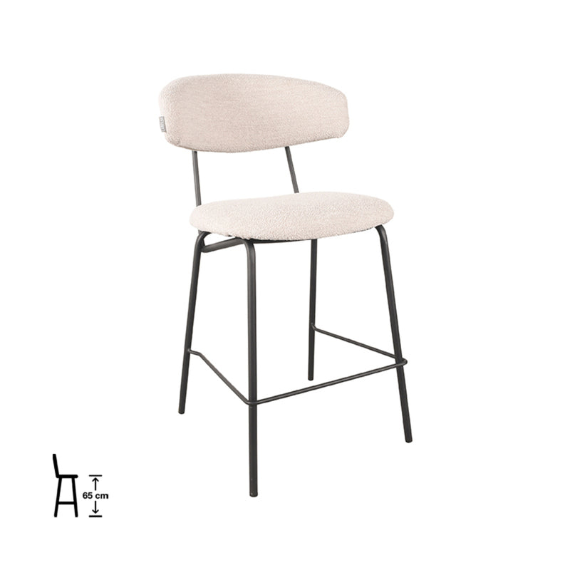 Barkruk Zack Naturel Boucle Laag 53x57x95 cm-Barkrukken-LABEL51