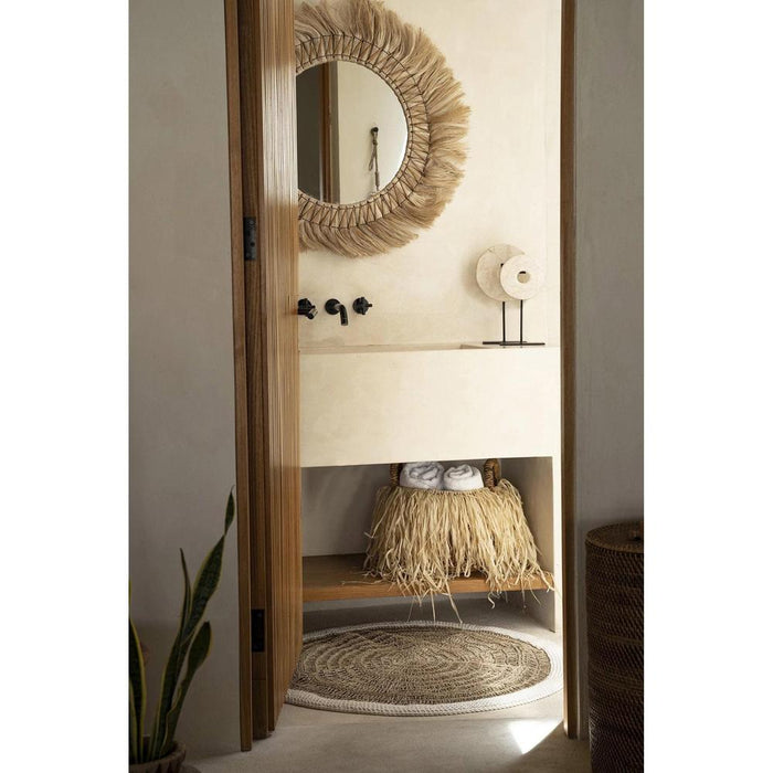 Bazar Bizar Seagrass & Cotton Round vloerkleeed - natuurlijk wit - 100-Ronde Vloerkleden-Bazar Bizar