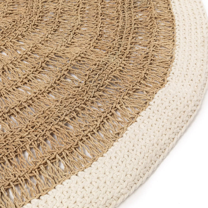 Bazar Bizar Seagrass & Cotton Round vloerkleeed - natuurlijk wit - 100-Ronde Vloerkleden-Bazar Bizar