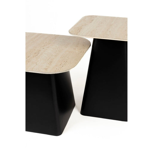 Bijzettafel Baru (set Of 2) Ceramics Zwart 42x42 cm-Bijzettafels-Creating Home