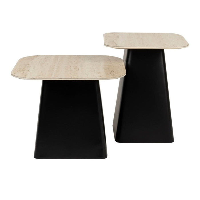 Bijzettafel Baru (set Of 2) Ceramics Zwart 42x42 cm-Bijzettafels-Creating Home