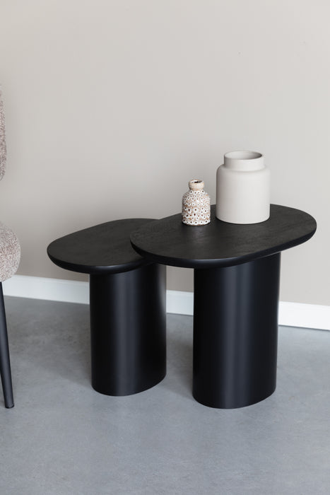 Bijzettafel Bela (set Of 2) Mango hout Zwart 48x32 cm-Bijzettafels-Creating Home