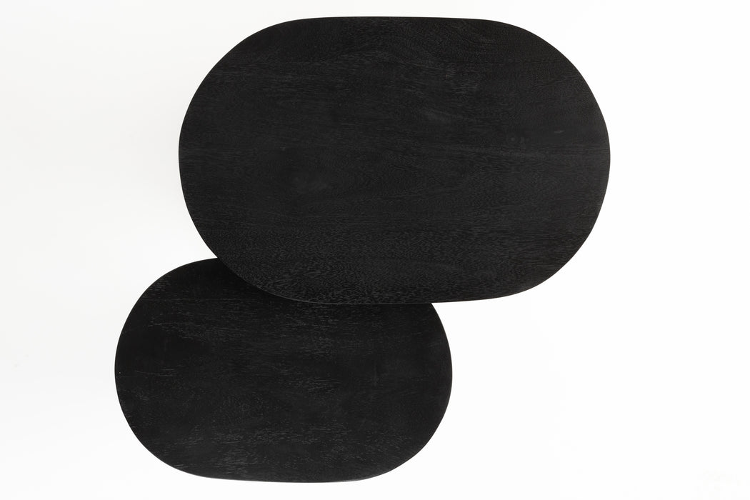 Bijzettafel Bela (set Of 2) Mango hout Zwart 48x32 cm-Bijzettafels-Creating Home