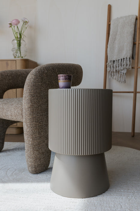 Bijzettafel Brian Side Table Metaal, Glas Beige Ø33, sfeerbeeld 5
