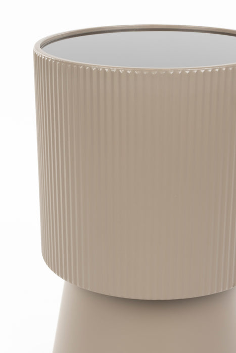 Bijzettafel Brian Glass Beige Ø33x50 cm-Bijzettafels-White Label Living