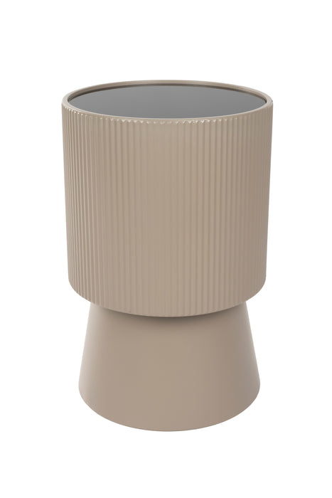 Bijzettafel Brian Side Table Metaal, Glas Beige Ø33, productafbeelding