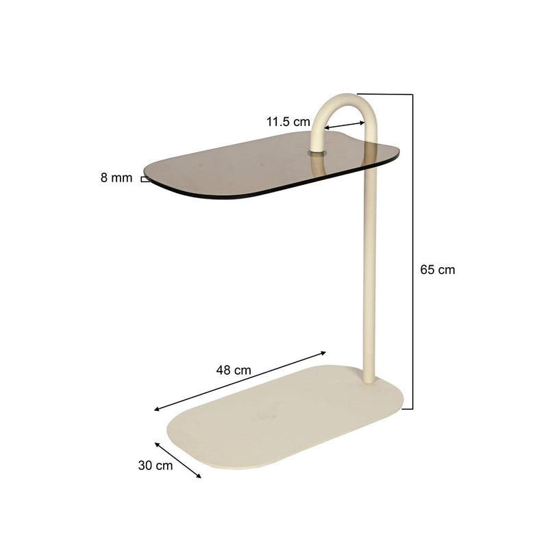 Bijzettafel Brix 3-zitsbank Glas Beige 30x48 cm-Bijzettafels-Livingfurn