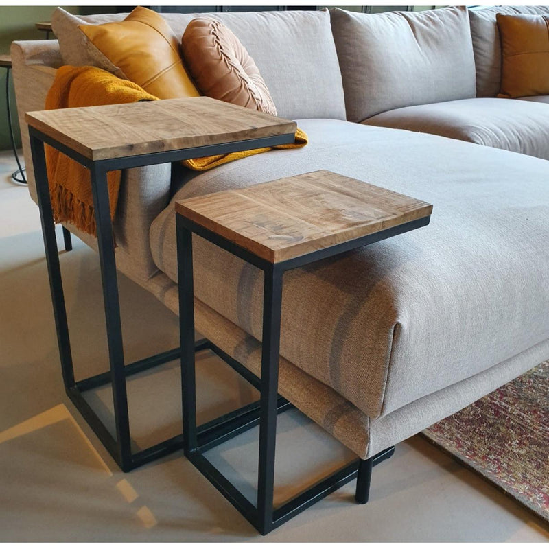 Bijzettafel Brix 3-zitsbank Mangohout Naturel hout 40x27 cm-Bijzettafels-Livingfurn