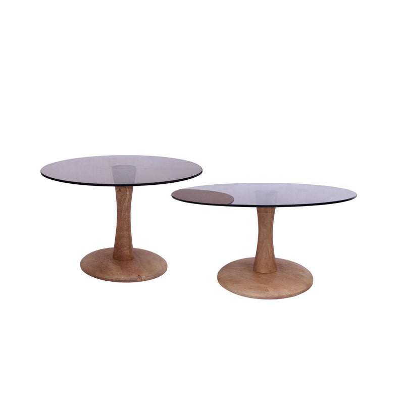 Bijzettafel Brix Bijzettafel Glas Bruin 60 cm 60x60x45 cm-Bijzettafels-Livingfurn
