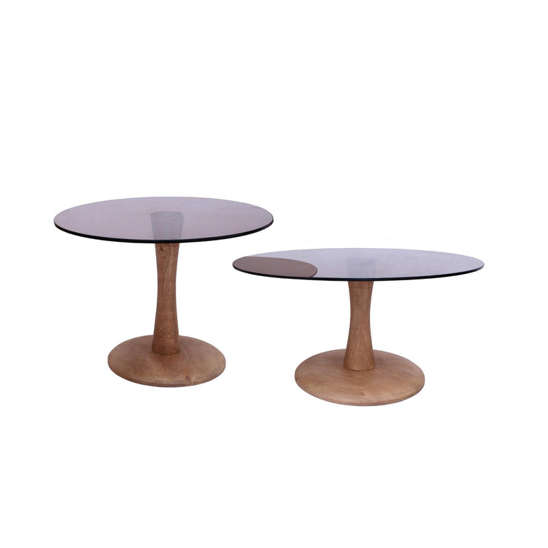 Bijzettafel Brix Bijzettafel Glas Bruin 75 cm 75x75x30 cm-Bijzettafels-Livingfurn