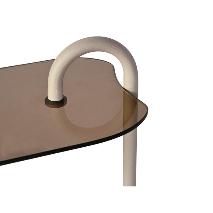 Bijzettafel Brix Glas Beige 30x48 cm-Bijzettafels-Livingfurn
