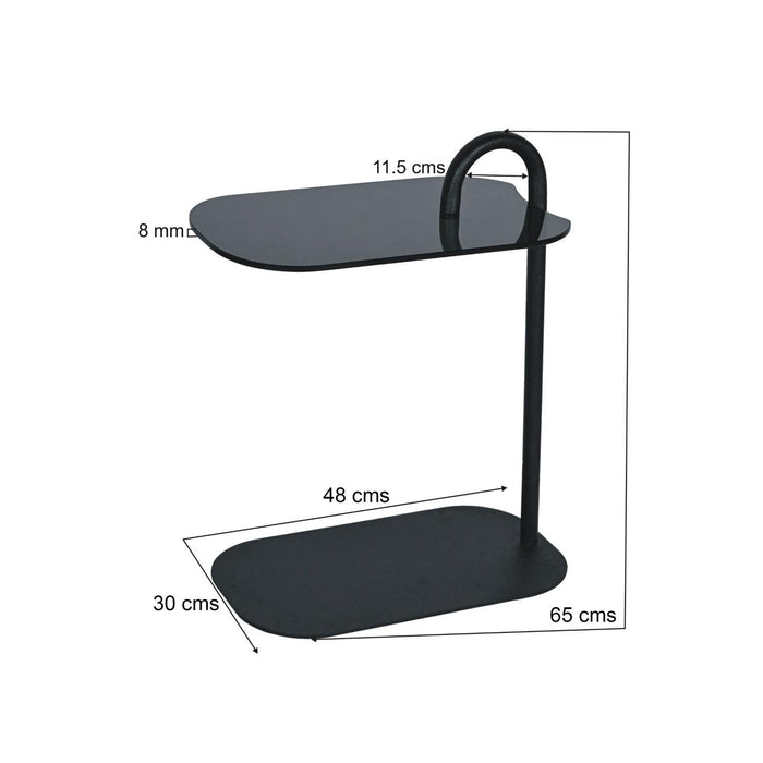 Bijzettafel Brix Glas Zwart 30x48 cm-Bijzettafels-Livingfurn
