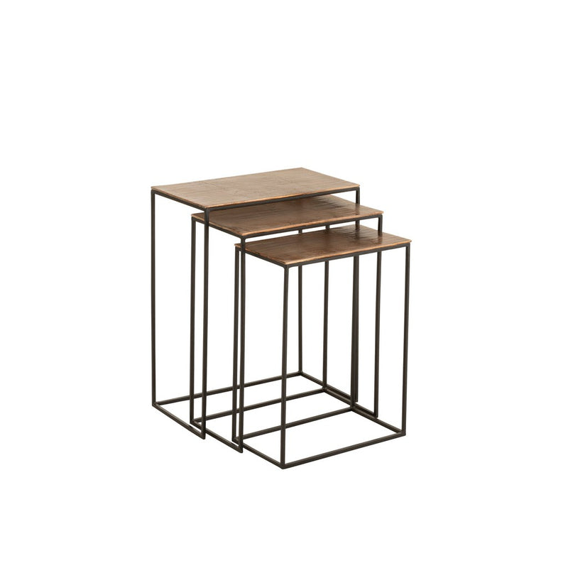 Bijzettafel Bruin Ijzer Rechthoekig 29x53 cm-Bijzettafels-J-Line
