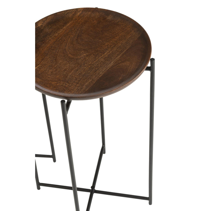 Bijzettafel Bruin Ijzer Rond 39 cm 39x39x56 cm-Bijzettafels-J-Line