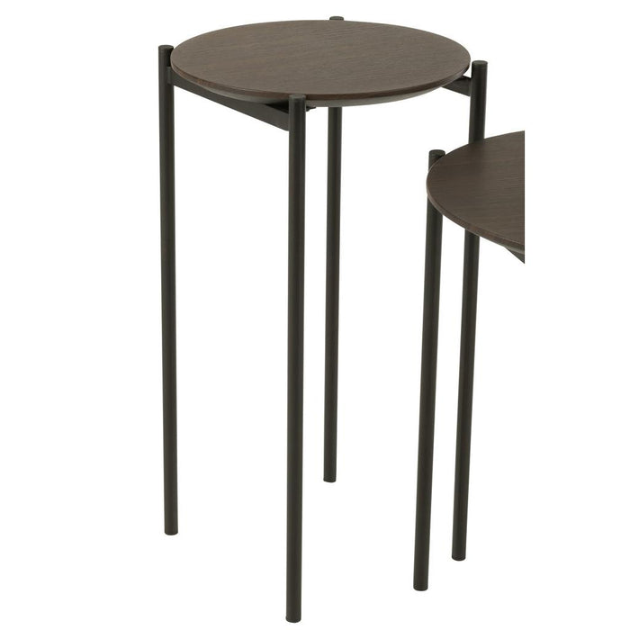 Bijzettafel Bruin ijzer Rond 43 cm 43x43x48 cm-Bijzettafels-J-Line