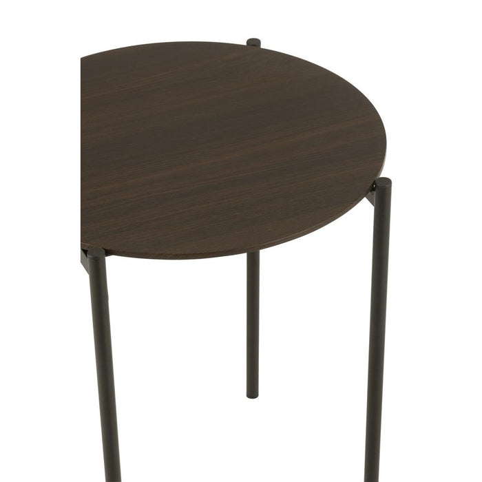 Bijzettafel Bruin Ijzer Rond 43 cm-Bijzettafels-J-Line