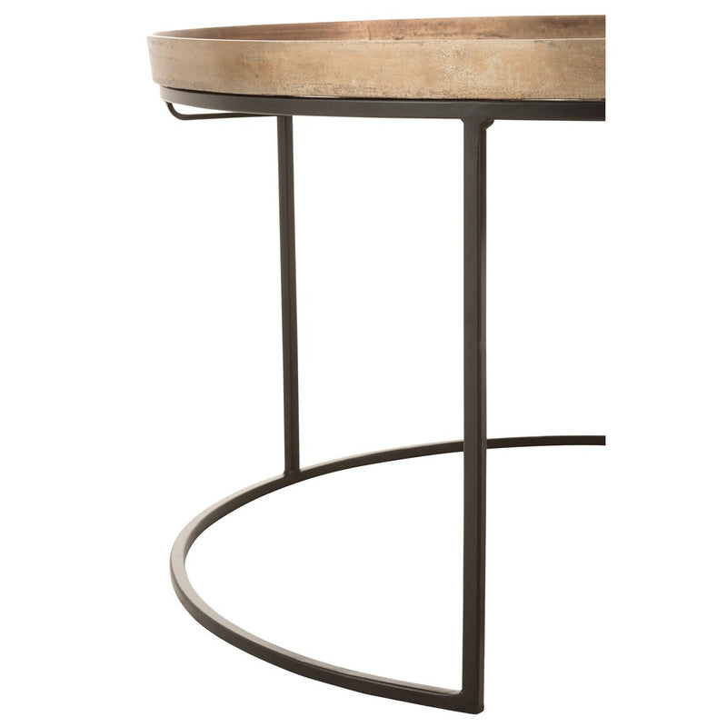 Bijzettafel Bruin Ijzer Rond 76 cm 76x76x48 cm-Bijzettafels-J-Line