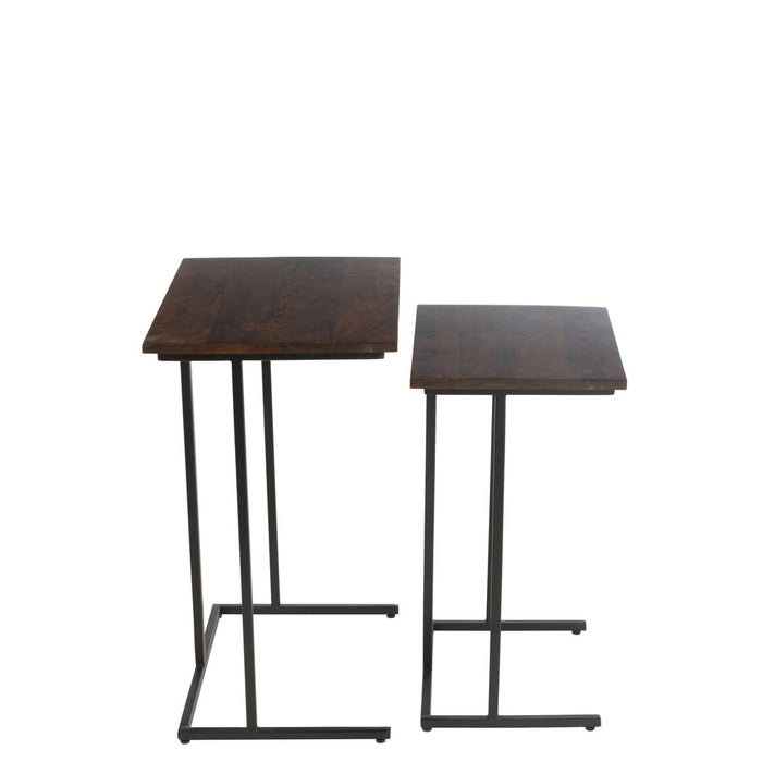 Bijzettafel Bruin ijzer Rechthoekig 36x50 cm-Bijzettafels-J-Line