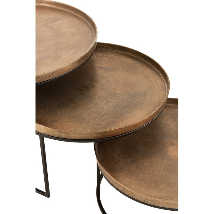 Bijzettafel Bruin ijzer Rond 76 cm 76x76x48 cm-Bijzettafels-J-Line