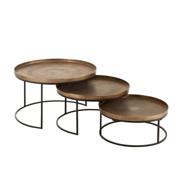 Bijzettafel Bruin ijzer Rond 76 cm 76x76x48 cm-Bijzettafels-J-Line