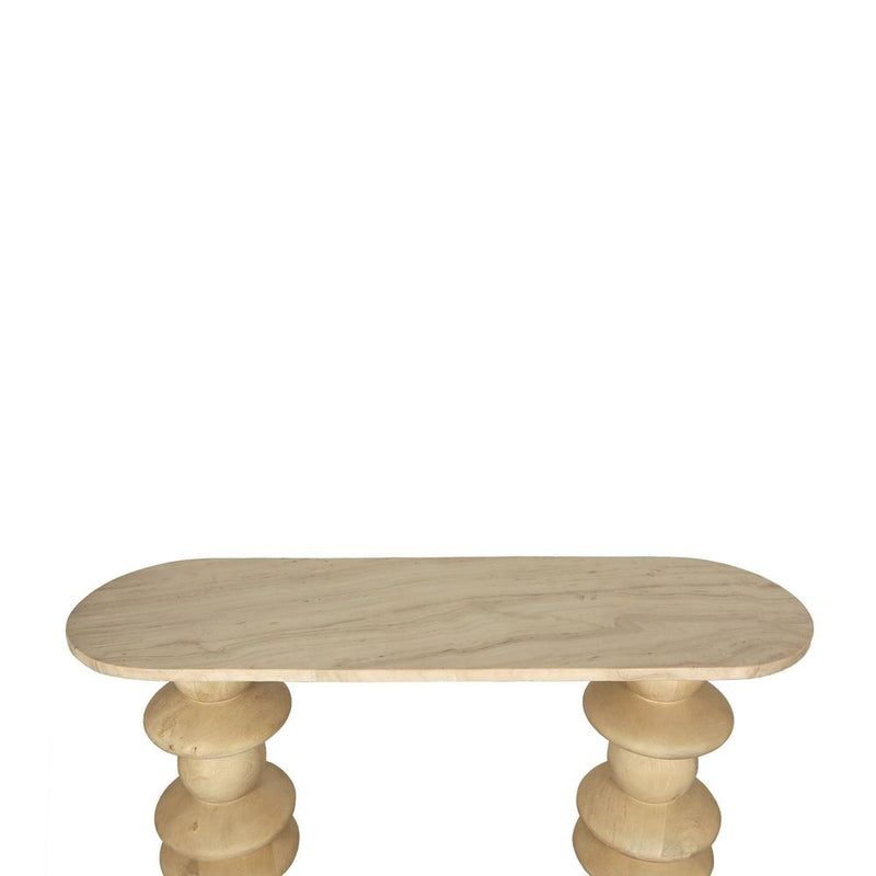 Bijzettafel Callain Mangohout Beige 33x106 cm-Bijzettafels-PTMD