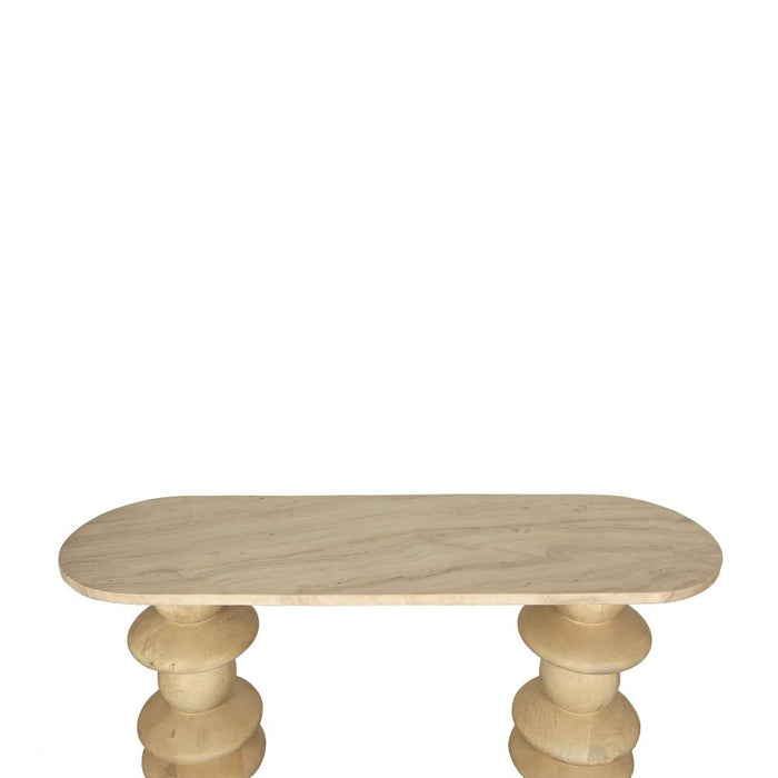 Bijzettafel Callain Mangohout Beige 33x106 cm-Bijzettafels-PTMD