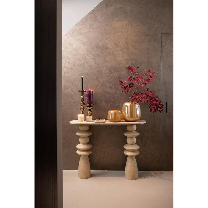 Bijzettafel Callain Mangohout Beige 33x106 cm-Bijzettafels-PTMD
