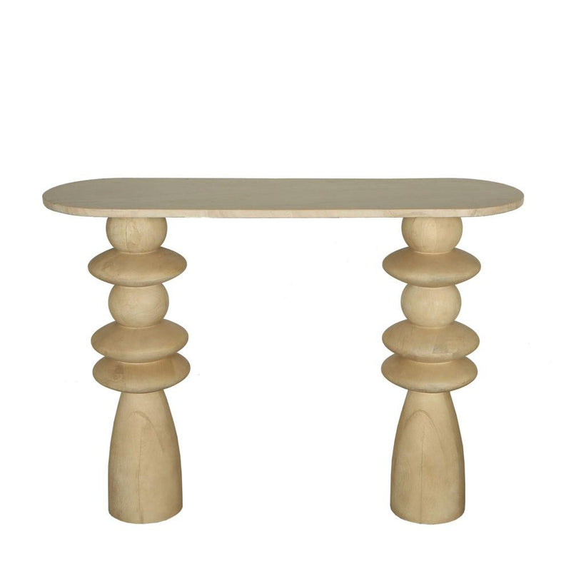 Bijzettafel Callain Mangohout Beige 33x106 cm-Bijzettafels-PTMD