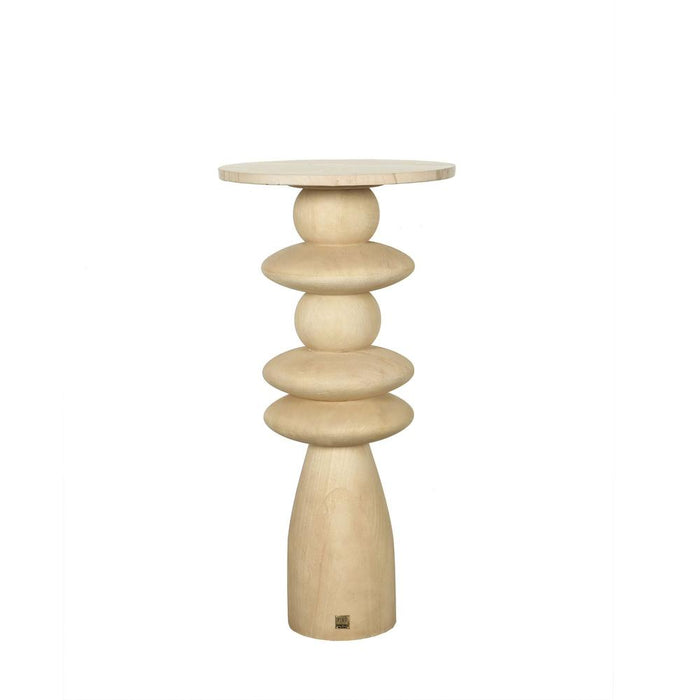 Bijzettafel Callain Mangohout Beige 40 cm-Bijzettafels-PTMD