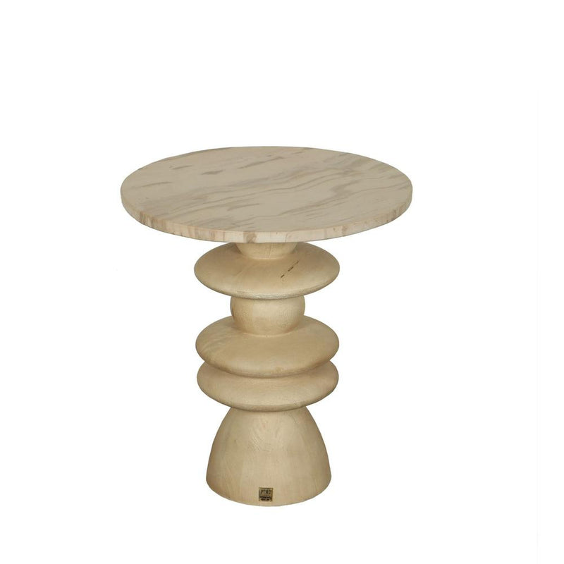 Bijzettafel Callain Mangohout Beige 45 cm-Bijzettafels-PTMD