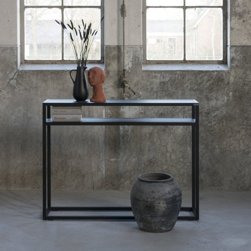 Bijzettafel Consoletafel DANIËL 120 Staal Zwart 120x30x90cm-Bijzettafels-Spinder
