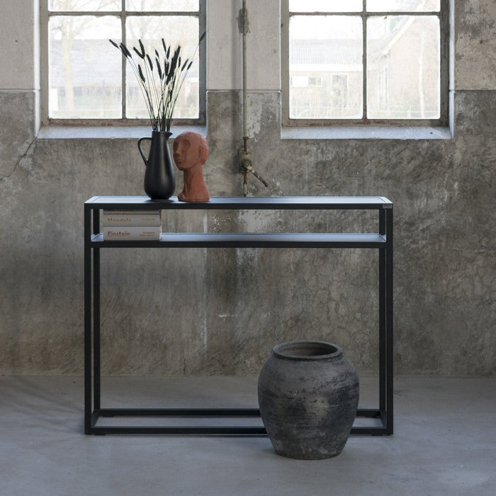 Bijzettafel Consoletafel DANIËL 120 Staal Zwart 120x30x90cm-Bijzettafels-Spinder