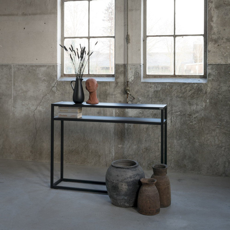 Bijzettafel Consoletafel DANIËL 120 Staal Zwart 120x30x90cm-Bijzettafels-Spinder