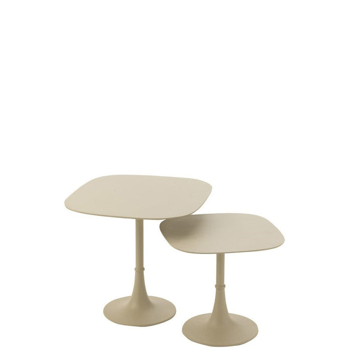 Bijzettafel Crème Aluminium Vierkant 41 cm 41x41x37 cm-Bijzettafels-J-Line