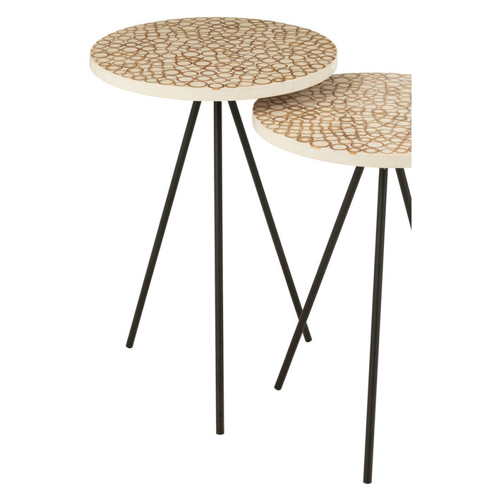 Bijzettafel Crème Kunsthars S 38 cm-Bijzettafels-J-Line