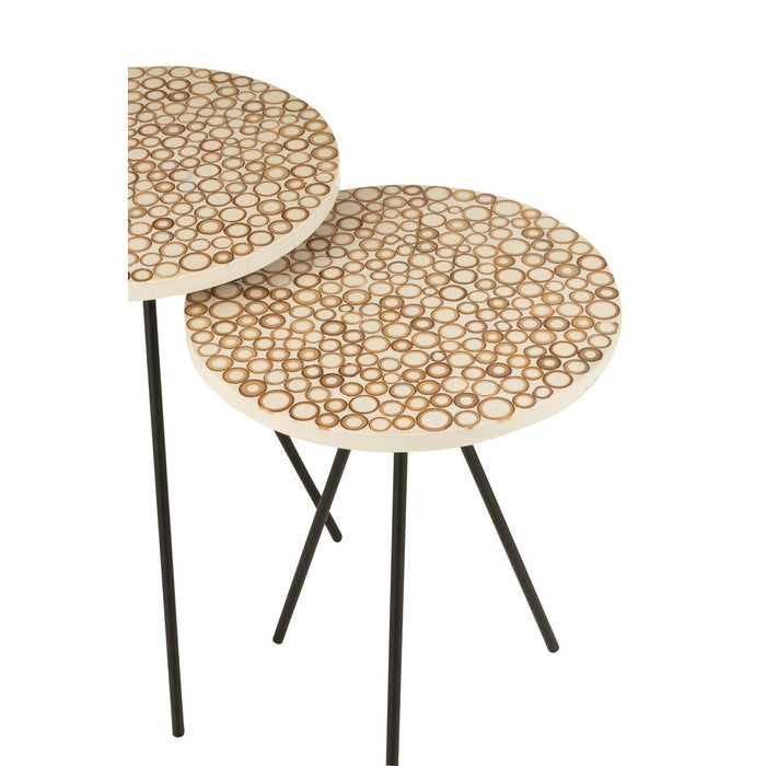 Bijzettafel Crème Kunsthars S 38 cm-Bijzettafels-J-Line