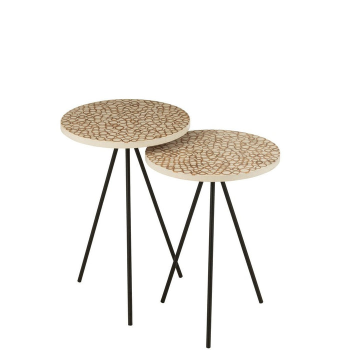 Bijzettafel Crème Kunsthars S 38 cm-Bijzettafels-J-Line