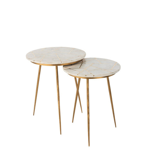 Bijzettafel Crème Marmer 41 cm 41x41x46 cm-Bijzettafels-J-Line