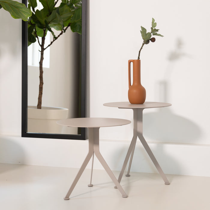 Bijzettafel DALEY HIGH Staal Silky Taupe 38x38x45cm-Bijzettafels-Spinder