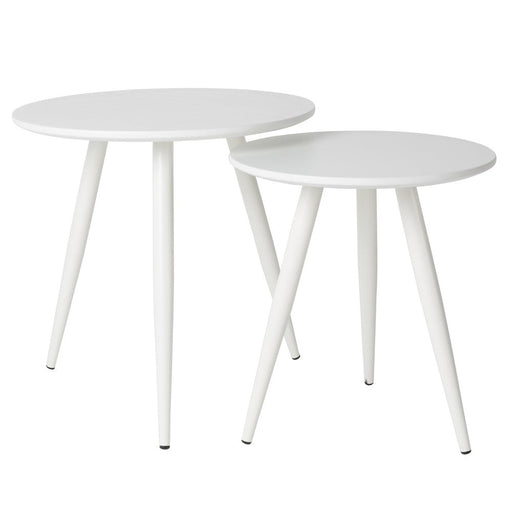 Bijzettafel Daven White Set van 2 Hout Wit Ø50x50 cm-Bijzettafels-Creating Home