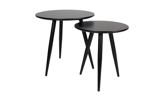 Bijzettafel Daven Zwart Set van 2 Metaal Zwart Ø50x50 cm-Bijzettafels-Creating Home
