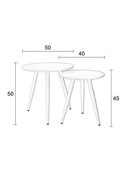 Bijzettafel Daven Zwart Set van 2 Metaal Zwart Ø50x50 cm-Bijzettafels-Creating Home
