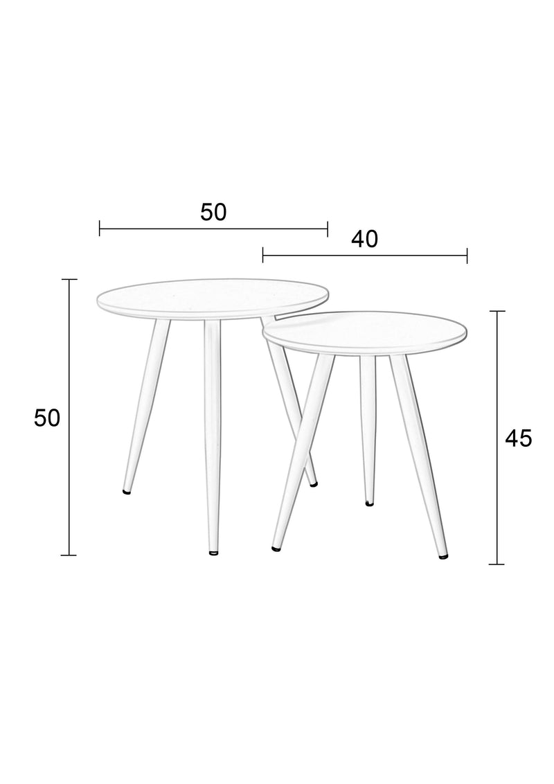 Bijzettafel Daven Zwart Set van 2 Metaal Zwart Ø50x50 cm-Bijzettafels-Creating Home
