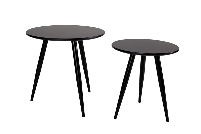 Bijzettafel Daven Zwart Set van 2 Metaal Zwart Ø50x50 cm-Bijzettafels-Creating Home