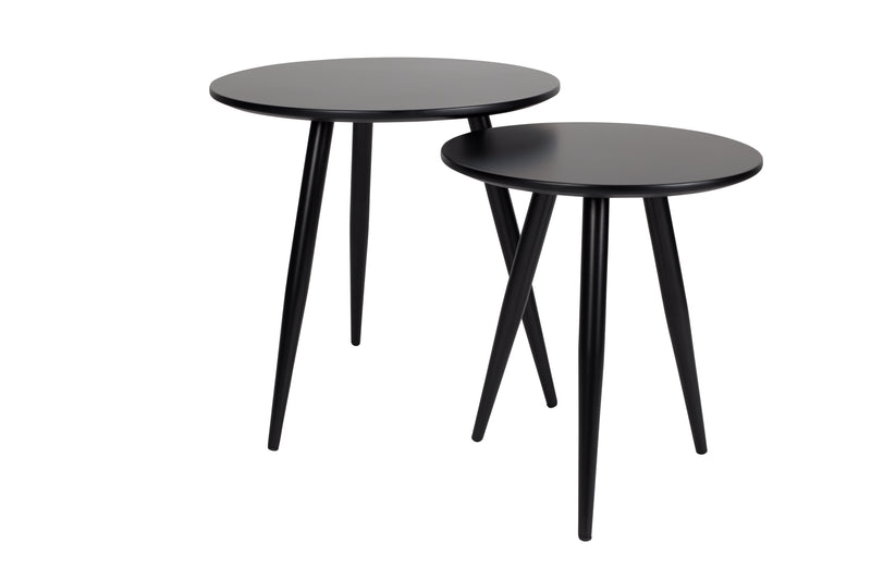 Bijzettafel Daven Zwart Set van 2 Metaal Zwart Ø50x50 cm-Bijzettafels-Creating Home