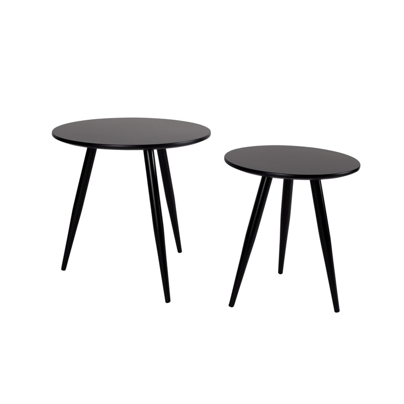 Bijzettafel Daven Zwart Set van 2 Metaal Zwart Ø50x50 cm-Bijzettafels-Creating Home