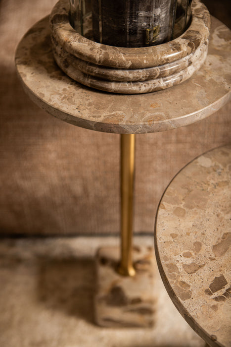 Bijzettafel Ebe Marmer Beige Hoog-Bijzettafels-PTMD